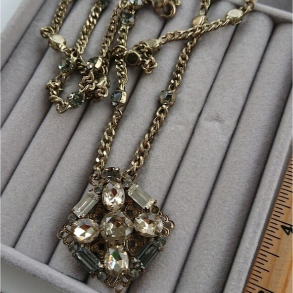 Loft Gold Necklace with Rhinestone Pendant - Picture 1 of 8